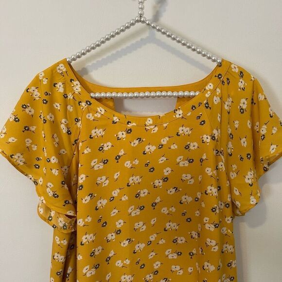 Abercrombie & Finch Floral Flutter Sleeve Dress Yellow Large princess preppy - Picture 5 of 15